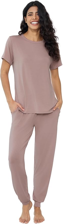 Women's Bamboo Pants Pajama Set - Short Sleeve - 2 Piece