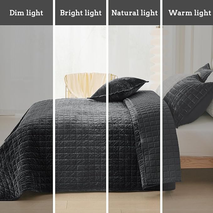 Velvet Quilt Set - California King - 3 Piece