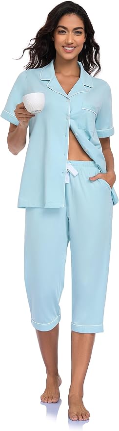 Women's Capri Pajama Set - Short Sleeve