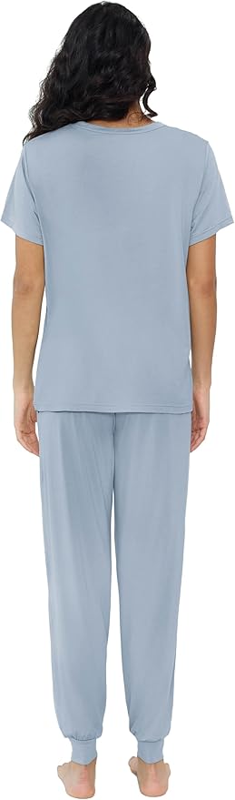 Women's Bamboo Pants Pajama Set - Short Sleeve - 2 Piece