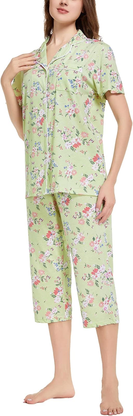 Capri Pajama Set - Short Sleeve - 2 Piece