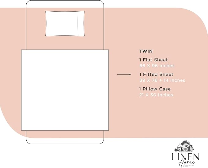 100% Cotton Bed Sheet Set - Twin - 3 Piece