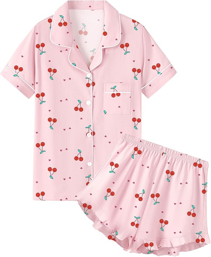 100% Cotton Shorts Pajama Set - Short Sleeve - 2 Piece