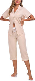Women's 100% Cotton Capri Pajama Set - Short Sleeve - 2 Piece