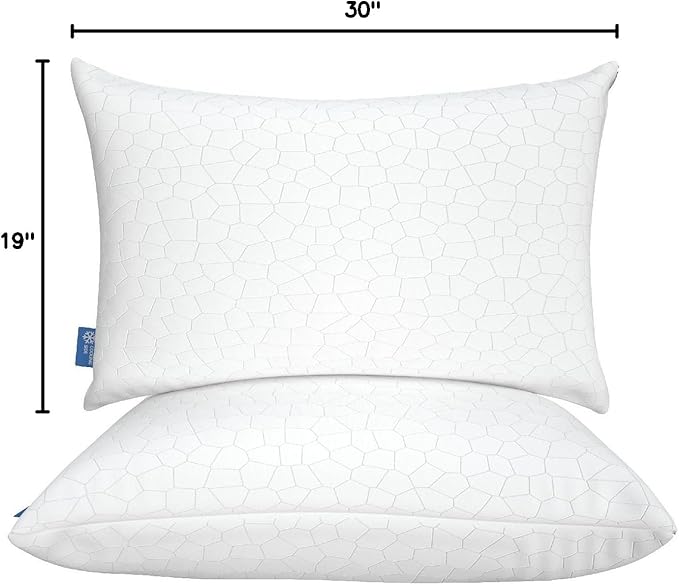 Memory Foam Cooling Bed Pillow - Queen - 2 Pack
