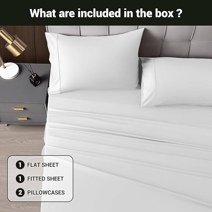 Bamboo Cooling Bed Sheet Set - Queen - 4 Piece