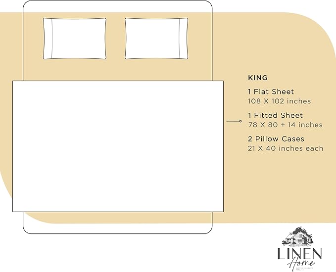 100% Cotton Bed Sheet Set - King - 4 Piece