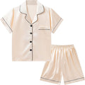 Satin Pajama Set - Short Sleeve - 2 Piece