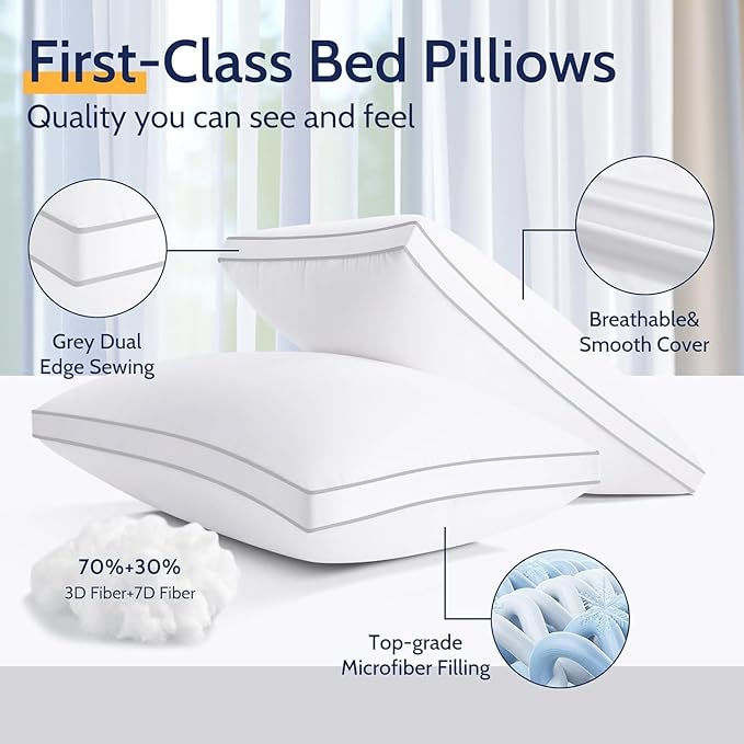 Down Alternative Bed Pillow - King - 4 Pack