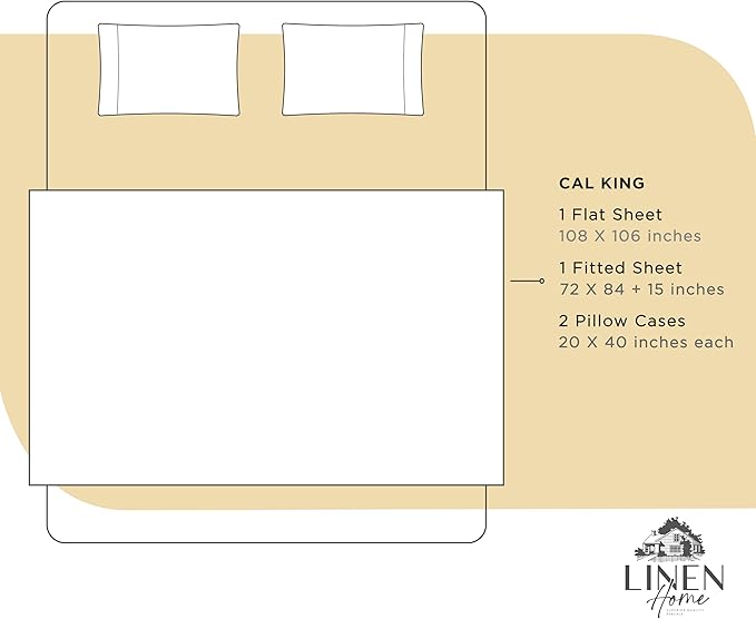 100% Cotton Bed Sheet Set - California King - 4 Piece