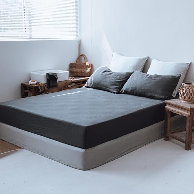 Linen Bed Sheet Set - King - 4 Piece