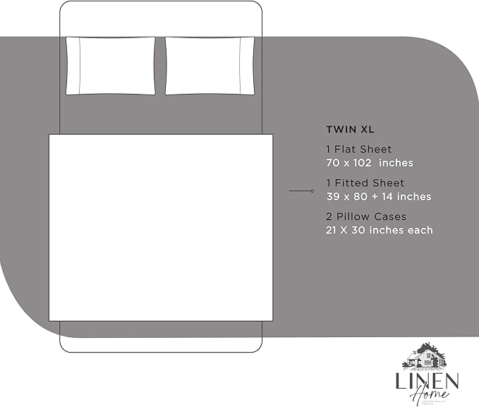 100% Cotton Bed Sheet Set - Twin XL - 3 Piece