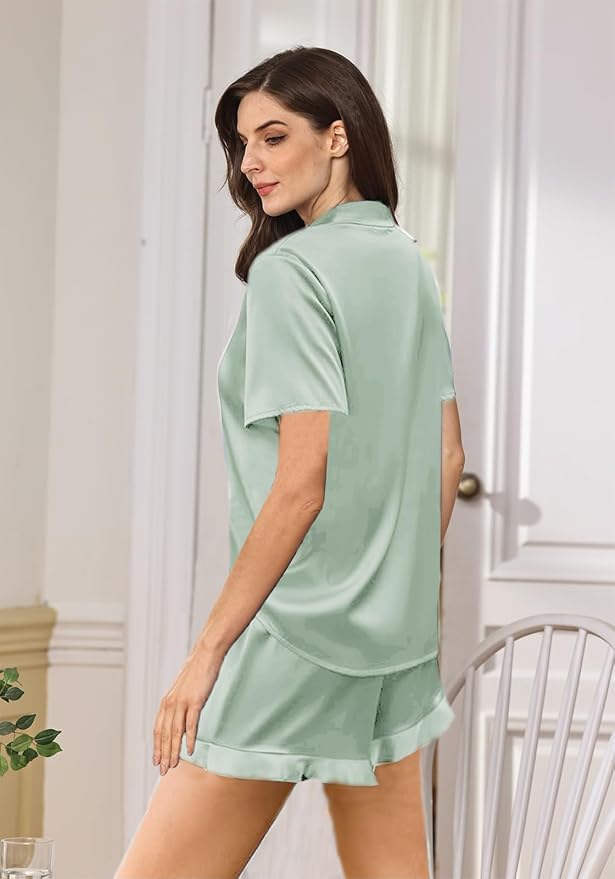 Women's Satin Pajama Set - 2 Piece