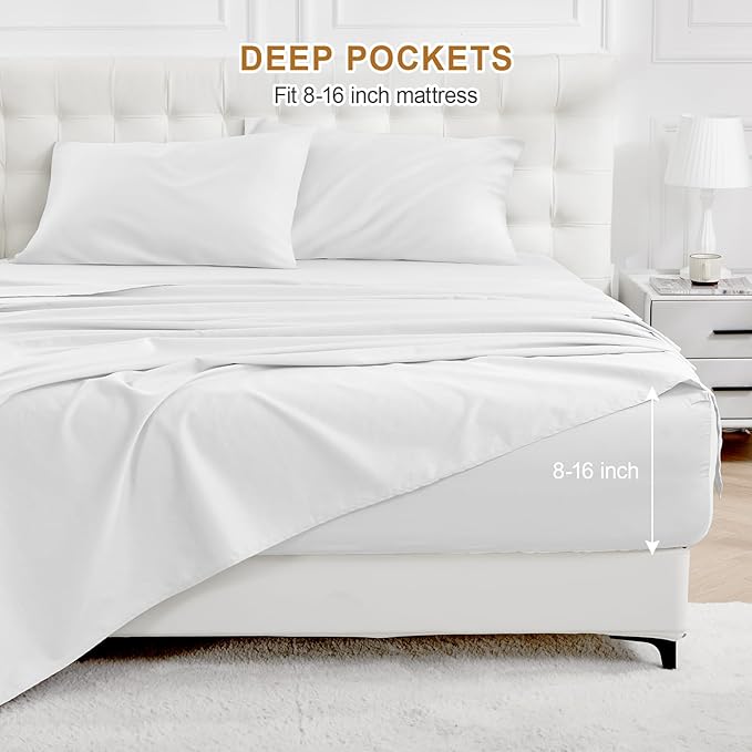 100% Cotton Bed Sheet Set - Queen - 4 Piece