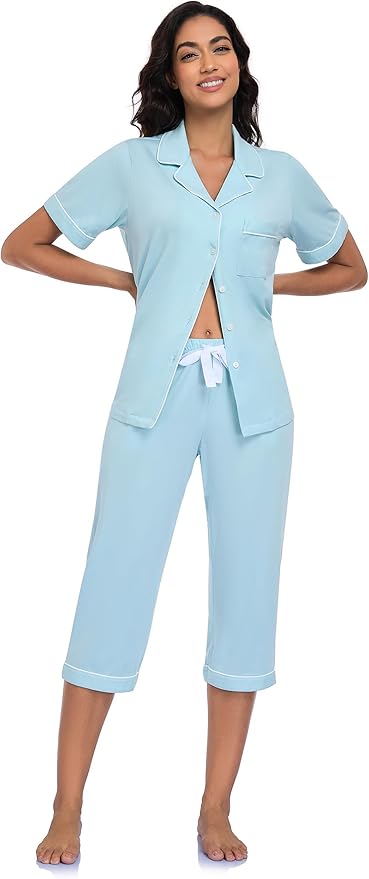 Women's Capri Pajama Set - Short Sleeve