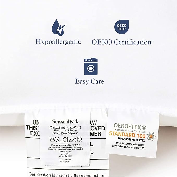 Down Alternative Cooling Bed Pillow - King - 20 x 36 in - 2 Piece