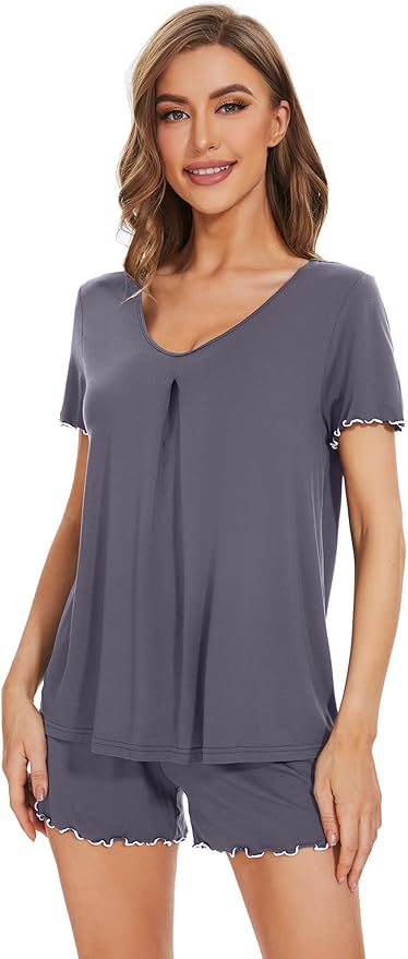 Bamboo Cooling Shorts Pajama Set - Short Sleeve - 2 Piece