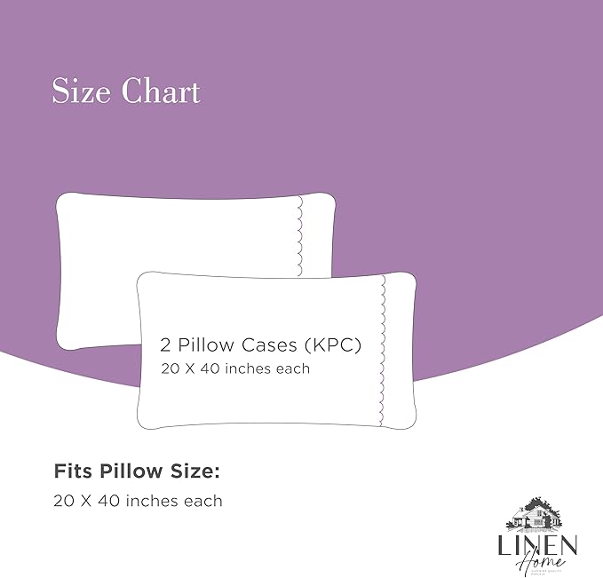 100% Cotton Pillowcase Set - King - 2 Piece