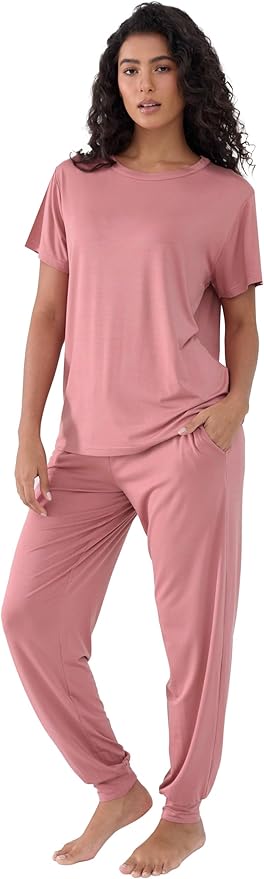 Women's Bamboo Pants Pajama Set - Short Sleeve - 2 Piece
