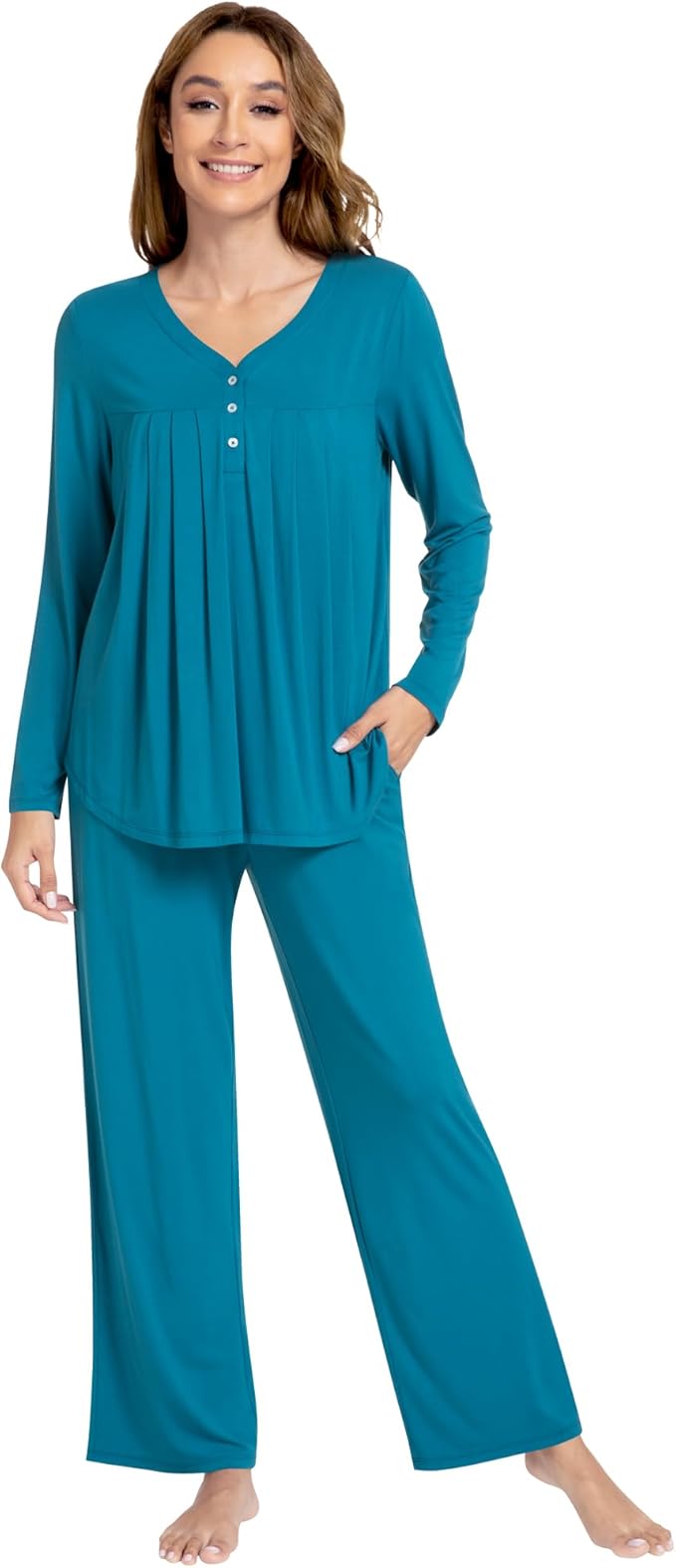 Women's Bamboo Pants Pajama Set - Long Sleeve - 2 Piece