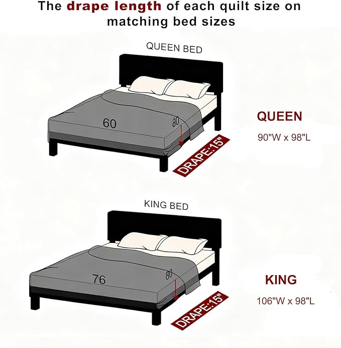 100% Cotton Quilt Set - King - 3 Piece