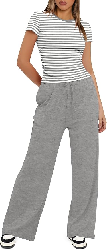 Women's Loungewear Set - Short Sleeve - Pants - 2 Piece