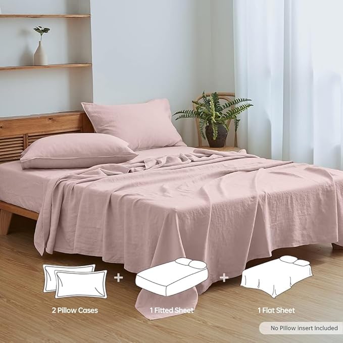 Linen Bed Sheet Set - Full - 4 Piece