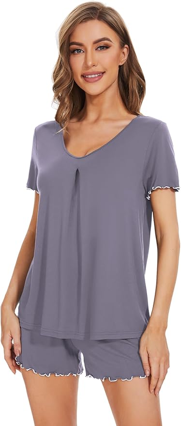 Bamboo Cooling Shorts Pajama Set - Short Sleeve - 2 Piece