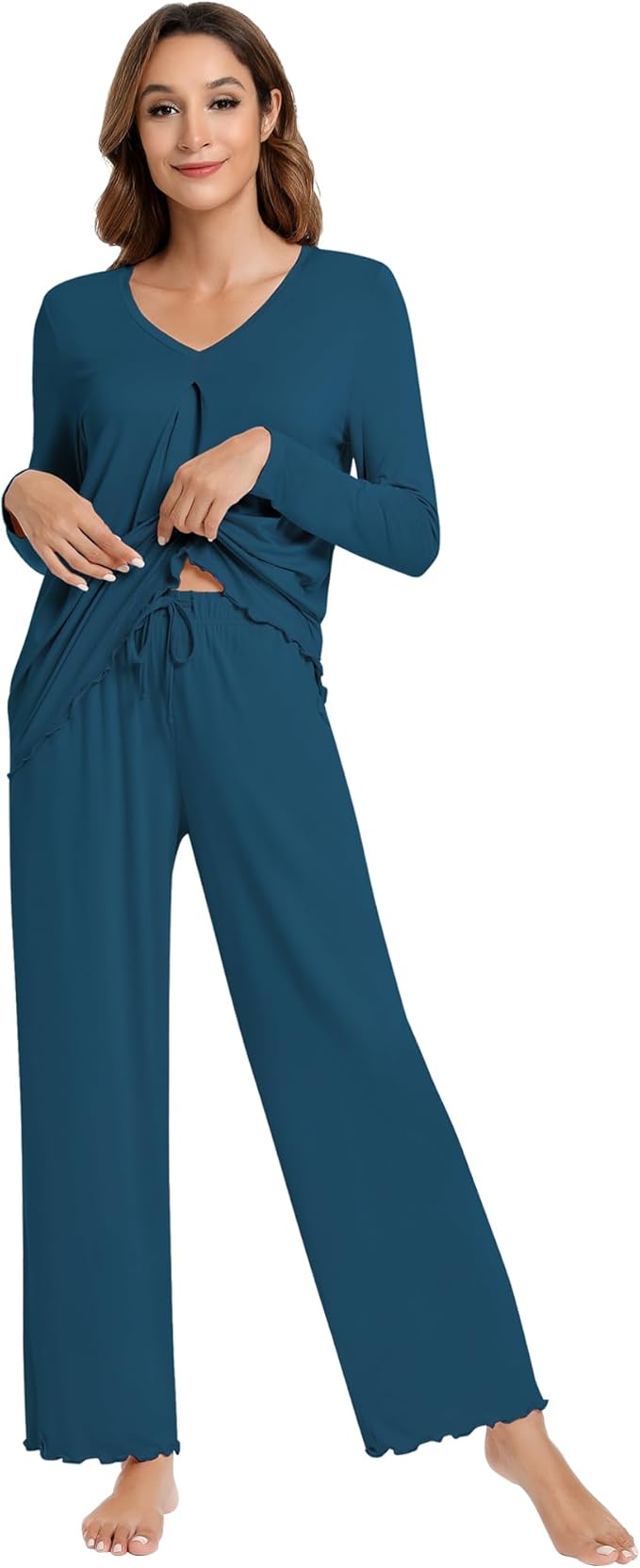 Women's Bamboo Pants Pajama Set - Long Sleeve - 2 Piece