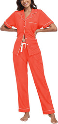 Women's 100% Cotton Pants Pajama Set - Short Sleeve - 2 Piece