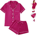 Satin Pajama Set - Short Sleeve - 4 Piece