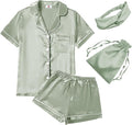 Satin Pajama Set - Short Sleeve - 4 Piece