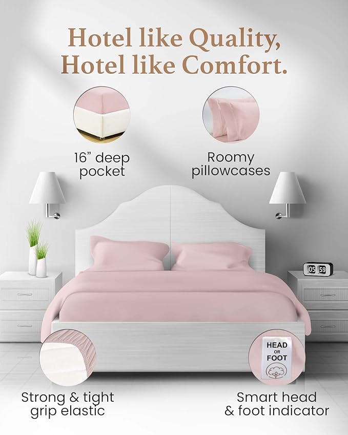 100% Cotton Bed Sheet Set - Full - 16 in Deep Pocket - 4 Piece