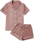 Satin Pajama Set - Short Sleeve - 4 Piece
