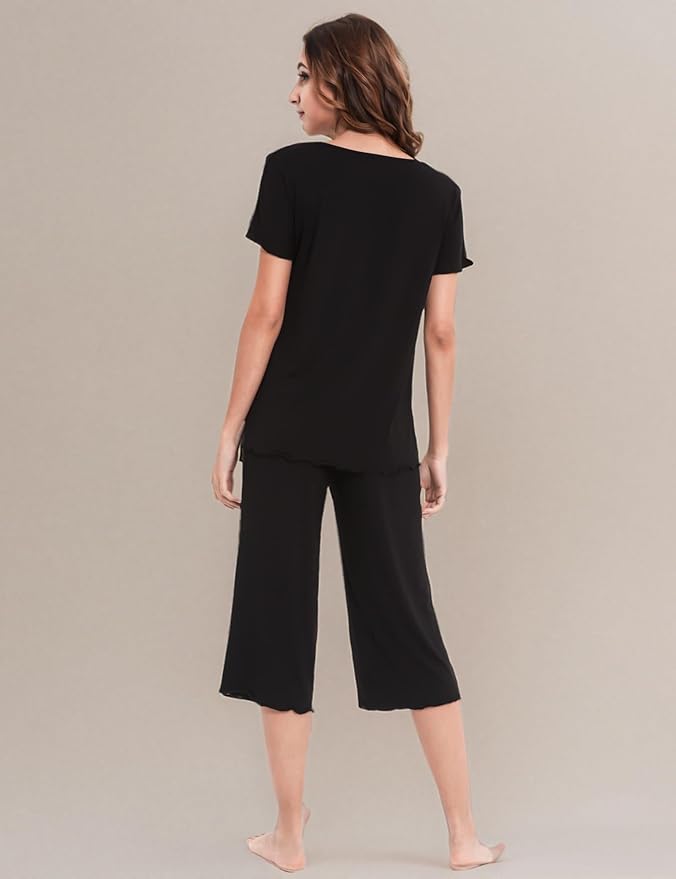 Bamboo Capri Pajama Set - Short Sleeve - 2 Piece