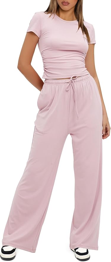 Women's Loungewear Set - Short Sleeve - Pants - 2 Piece