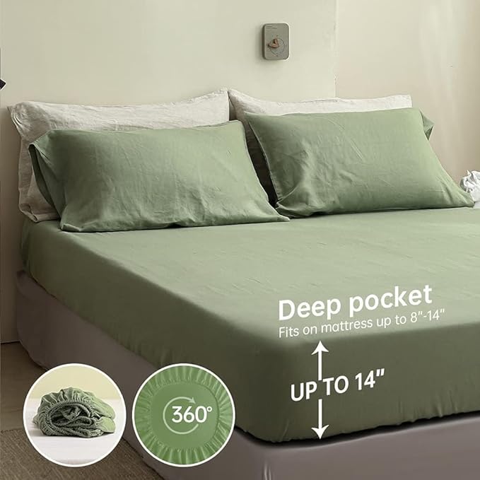 Linen Bed Sheet Set - King - 4 Piece