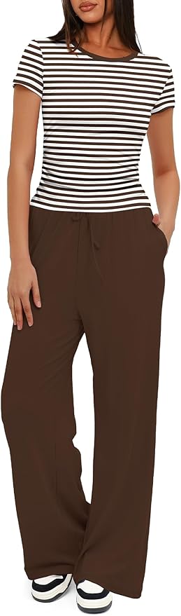 Women's Loungewear Set - Short Sleeve - Pants - 2 Piece
