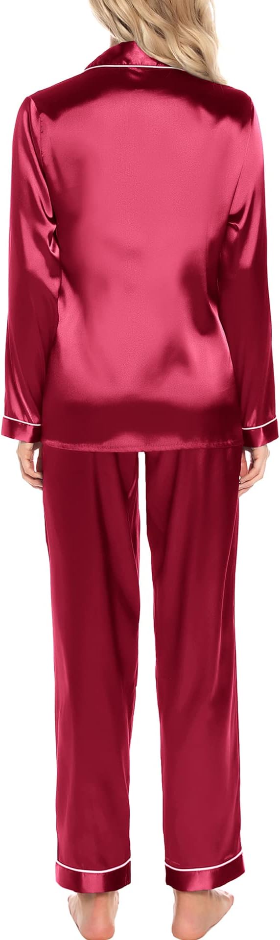 Women's Satin Pajama Set - Long Sleeve - 2 Piece
