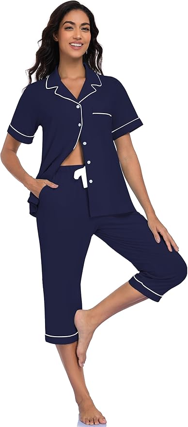 Women's Capri Pajama Set - Short Sleeve
