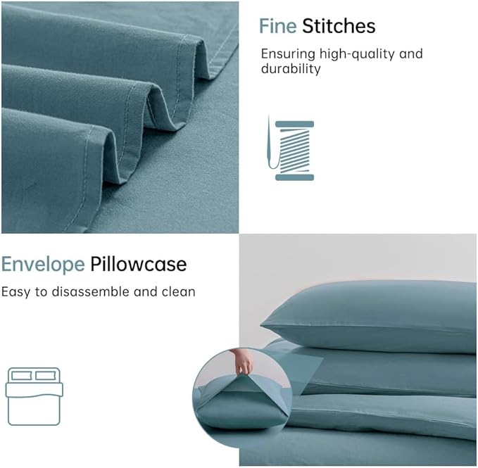 Linen Duvet Cover Set - Queen - 3 Piece