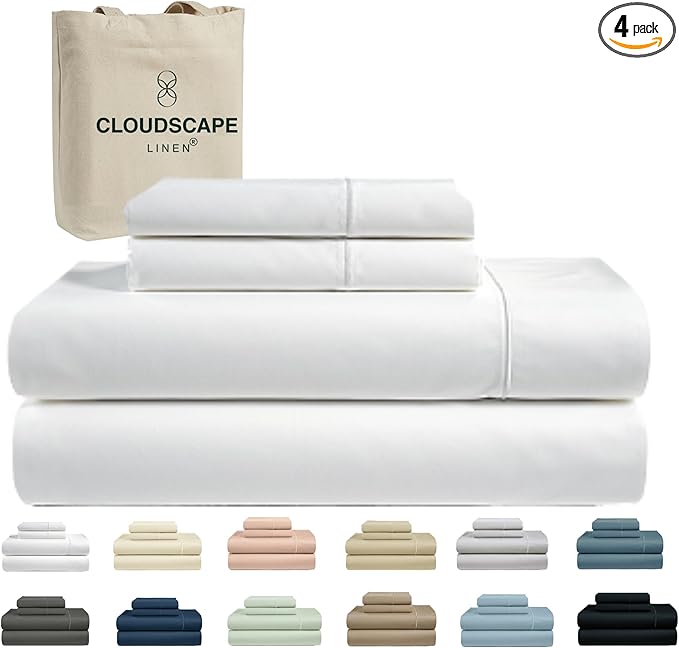 Linen Bed Sheet Set - Queen - 4 Piece