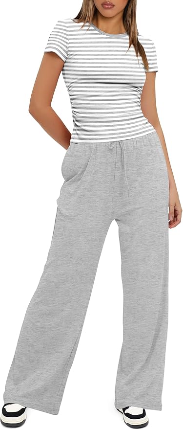 Women's Loungewear Set - Short Sleeve - Pants - 2 Piece