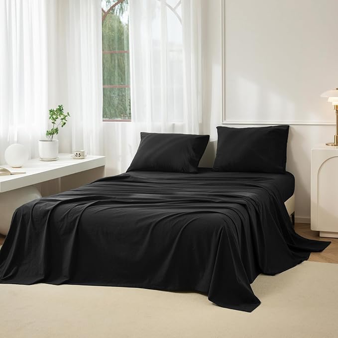Linen Bed Sheet Set - King - 4 Piece