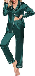 Women's Satin Pajama Set - Long Sleeve - 2 Piece