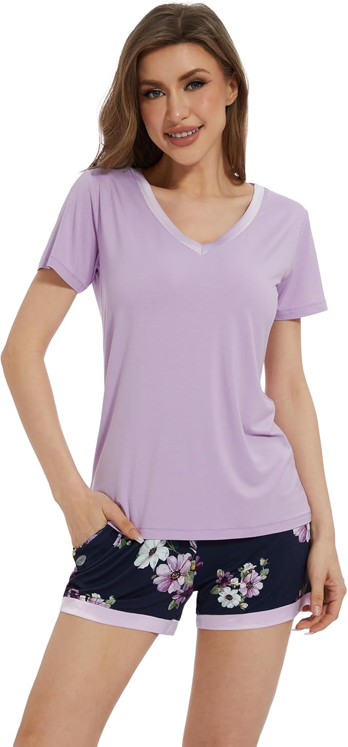 Women's Bamboo Cooling Pajama Set - Short Sleeve - 2 Piece
