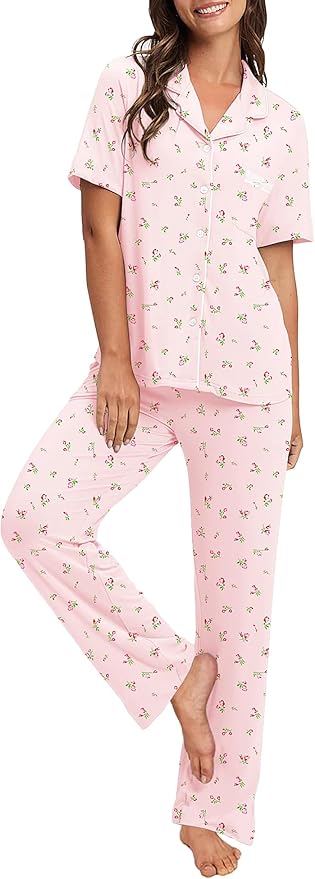 Women's 100% Cotton Pajama Set - Short Sleeve - 2 Piece