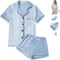 Satin Pajama Set - Short Sleeve - 4 Piece