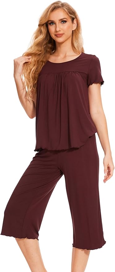 Bamboo Capri Pajama Set - Short Sleeve - 2 Piece