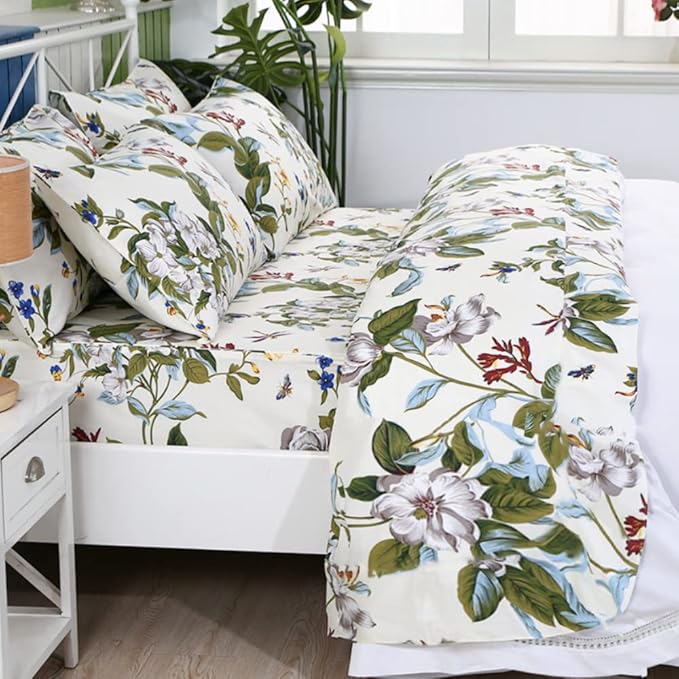 100% Cotton Bed Sheet Set - Queen - 4 Piece